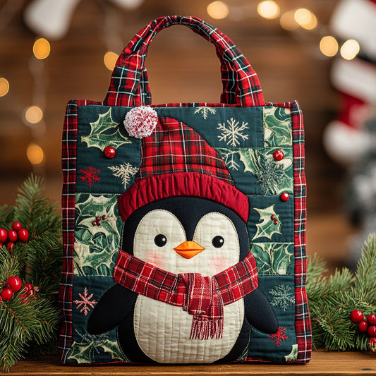 Penguin Cheer CW3110033CL Quilted Tote Bag