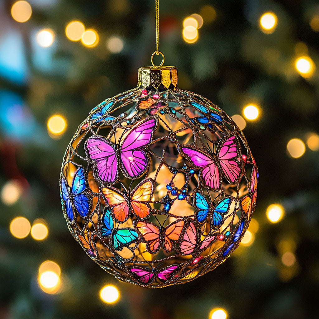 Butterfly Rose Harmony WN0812009CL Christmas Ornament