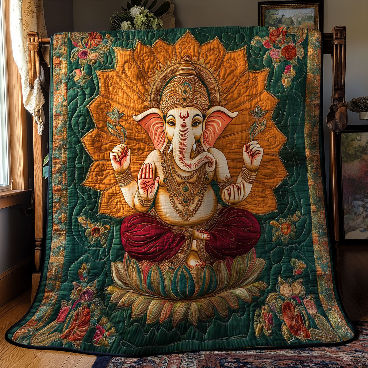 Hinduism Ganesha Fortune WN0503045CL Quilt