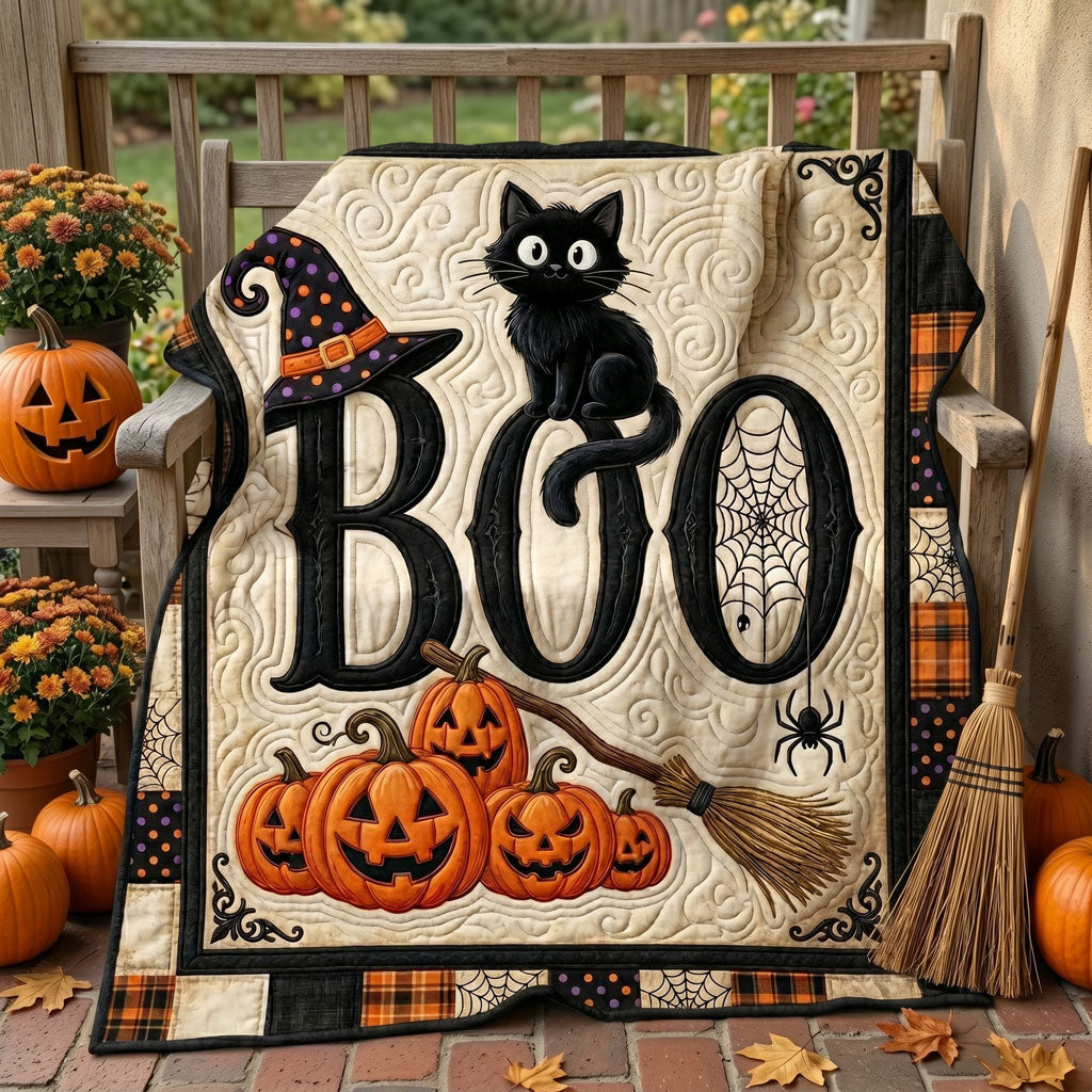 Boo Black Cat Witch Halloween WN0905002CL Quilt