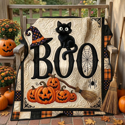 Boo Black Cat Witch Halloween WN0905002CL Quilt