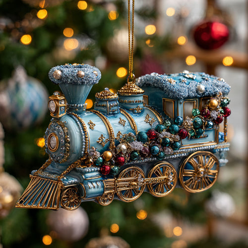 Holiday Blue Train CW1012028CL Christmas Ornament