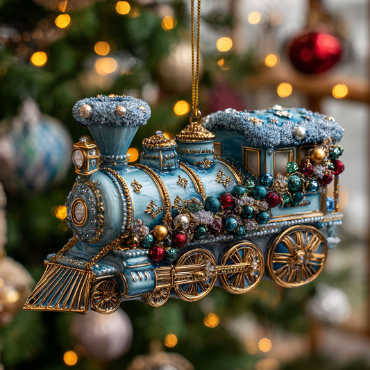 Holiday Blue Train CW1012028CL Christmas Ornament