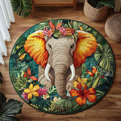 Vibrant Tropical Elephant QA0612006CL Quilted Round Mat
