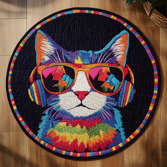 Colorblast Cat WN1505035CL Quilted Round Mat