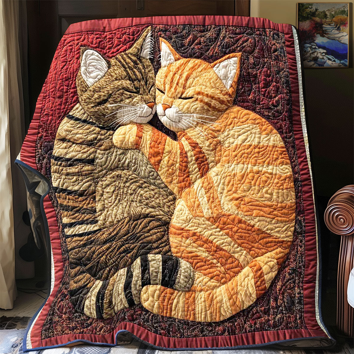 Sleeping Couple Tabby WP1402036CL Quilt