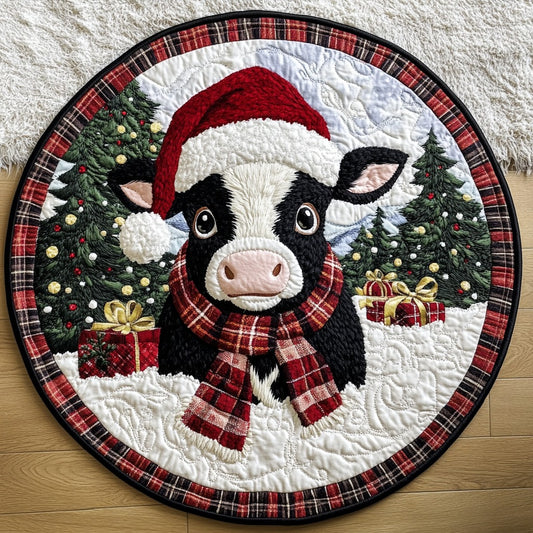 Baby Cow Christmas XR0611020CL Quilted Round Mat
