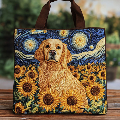 Starry Sunflower Golden CW2309028CL Quilted Tote Bag