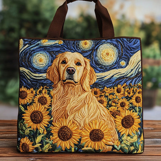 Starry Sunflower Golden CW2309028CL Quilted Tote Bag