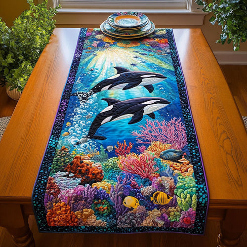 Swimming Orca WJ2305033CL Quilted Table Runner