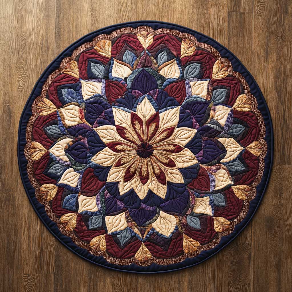 Crimson Mandala WN1705017CL Quilted Round Mat