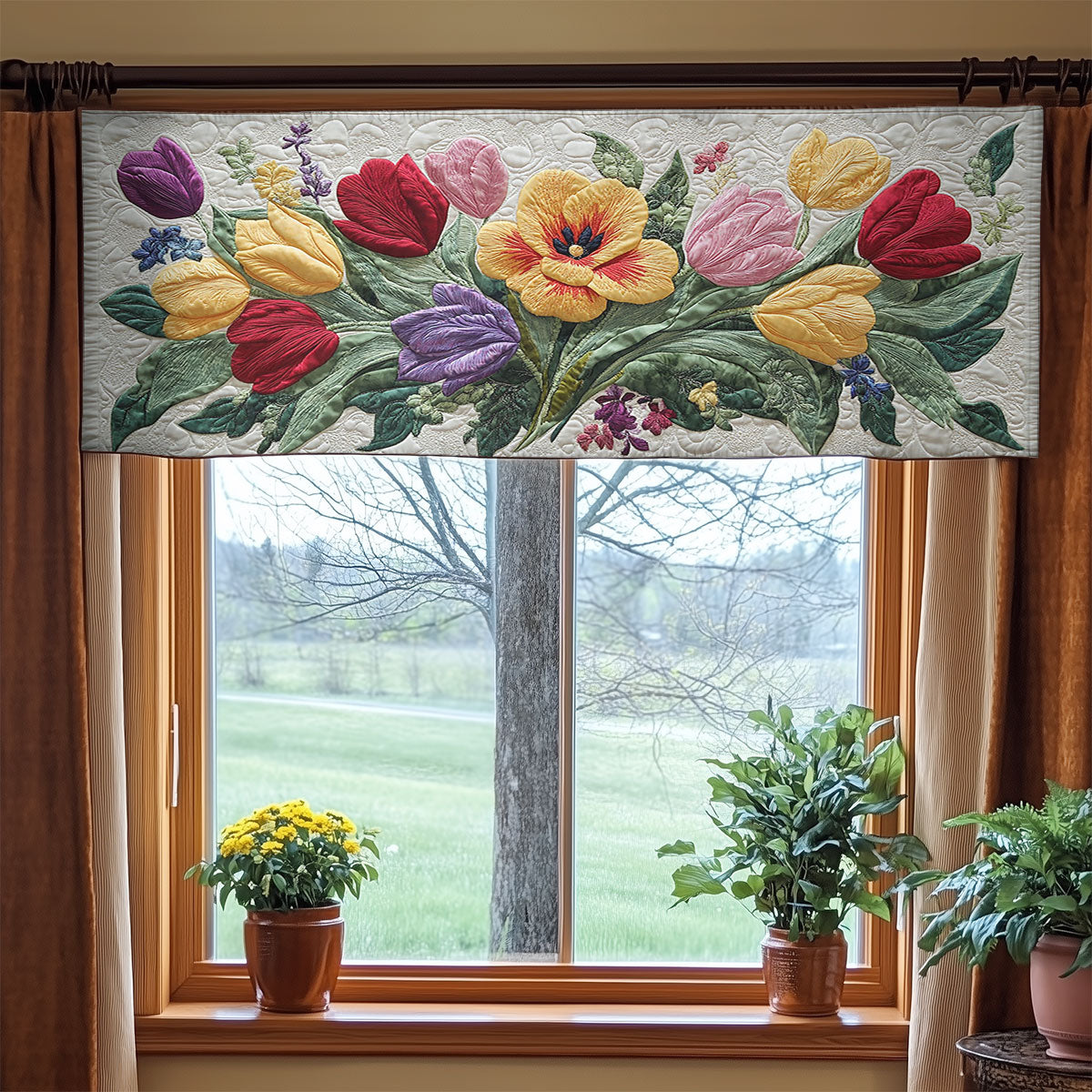 Golden Tulip Trail WN1706043CL Quilted Valance