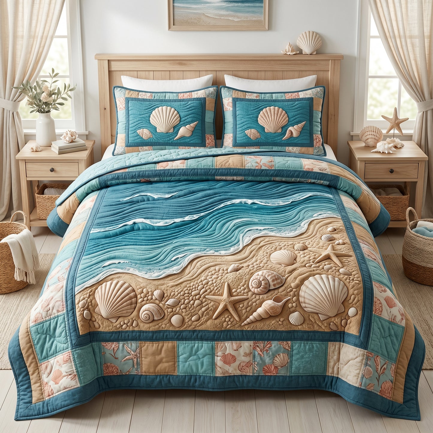 Seashell Ocean Waves XR2005009CL Duvet Cover Set