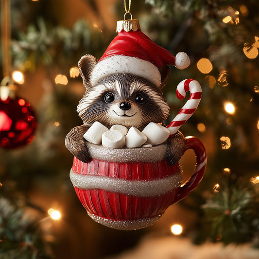 Raccoon In Hot Cocoa LT2110008CL Christmas Ornament