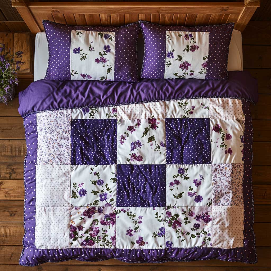 Dreamy Purple Patchwork WP2301014CL Duvet Cover Set