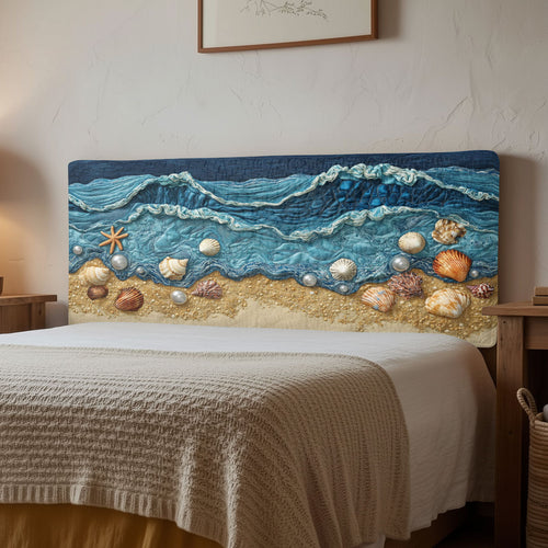 Seashell Sandy Beach CW1212052CL Quilted Headboard Slipcover
