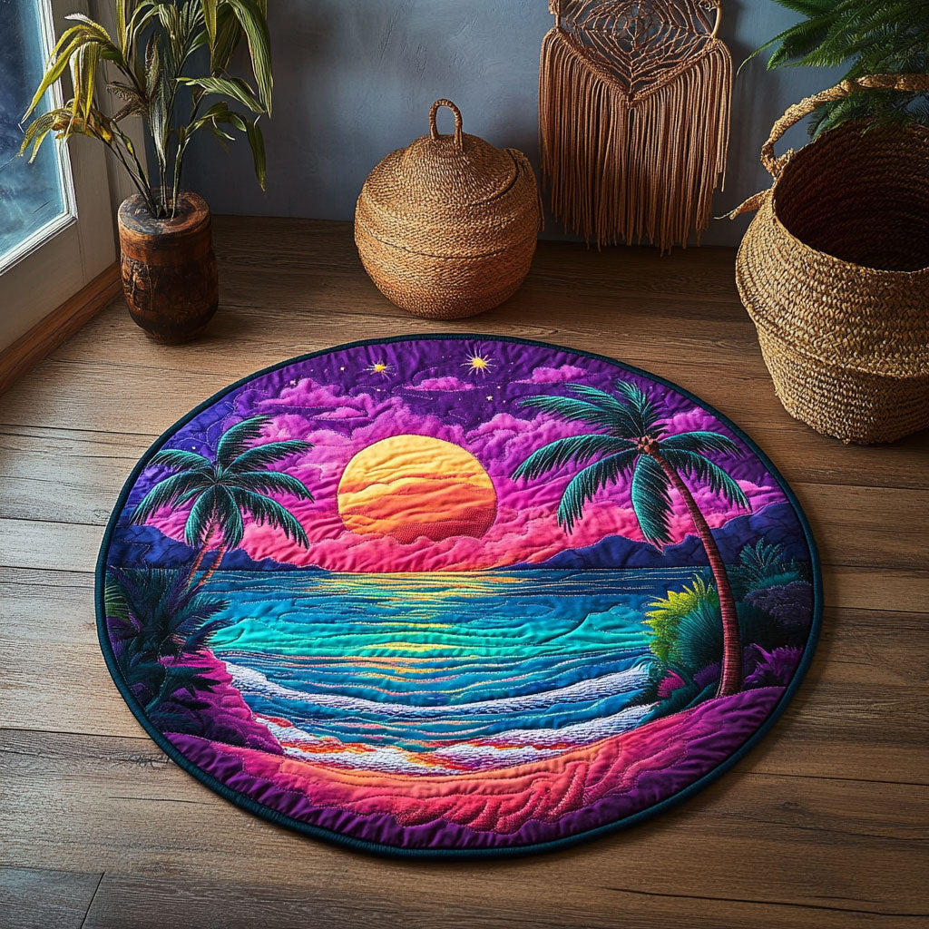 Tropical Surreal Sunset WJ0107044CL Quilted Round Mat