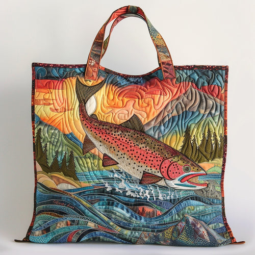 Rainbow Trout XR0411003CL Quilted Tote Bag