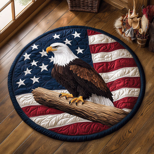 Patriotic Eagle WJ1106038CL Quilted Round Mat