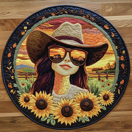 Cowgirl Prairie WN0306033CL Quilted Round Mat