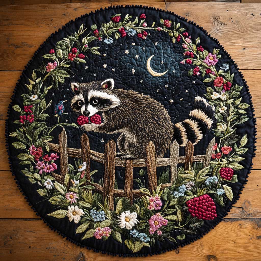 Moonlit Raccoon WN2904089CL Quilted Round Mat