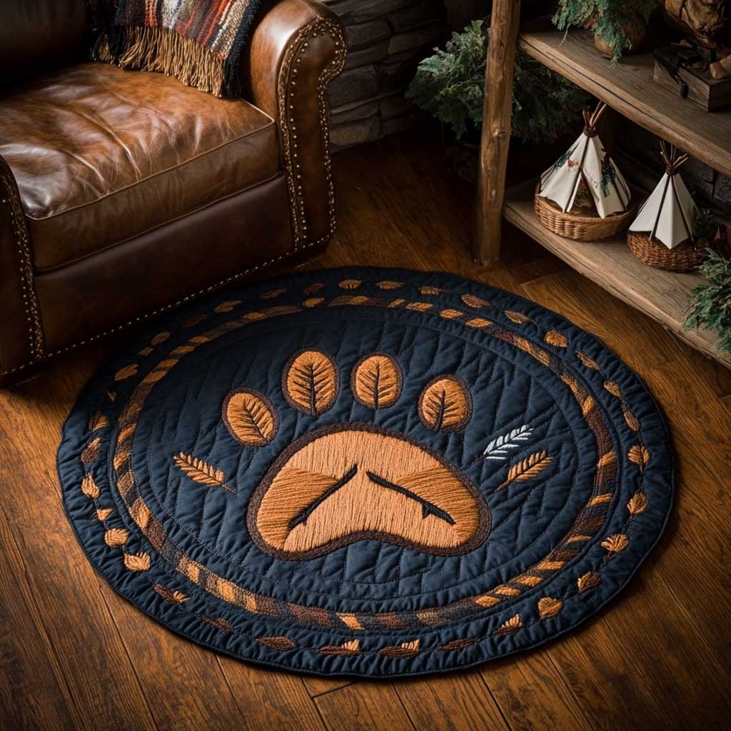 Bear Spirit Steps WN0104012CL Quilted Round Mat