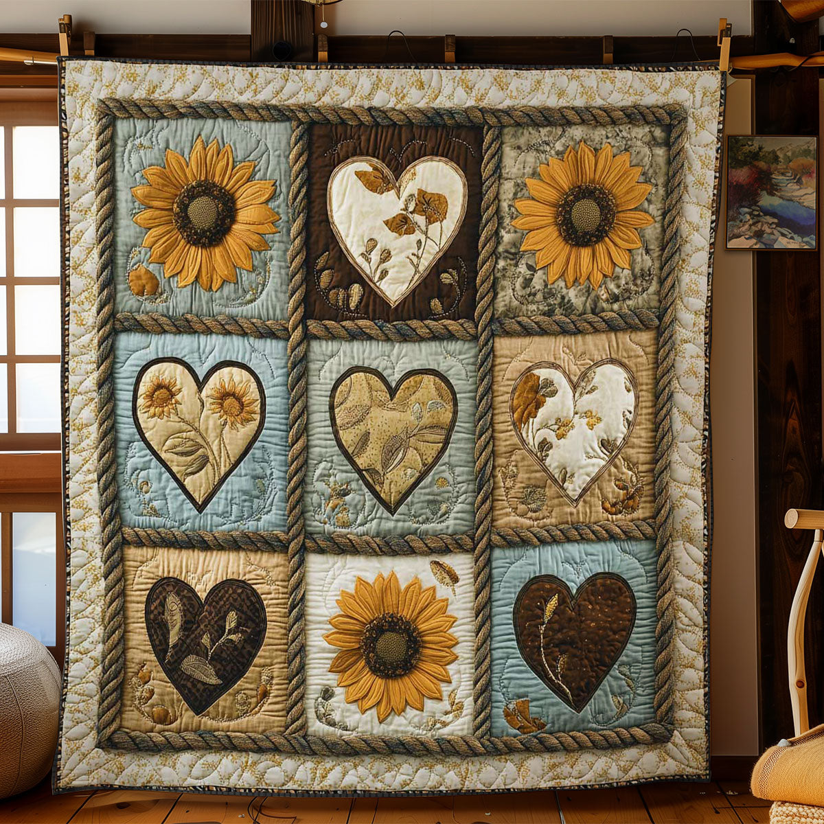 Golden Heart Sunflower WN0302001CL Quilt