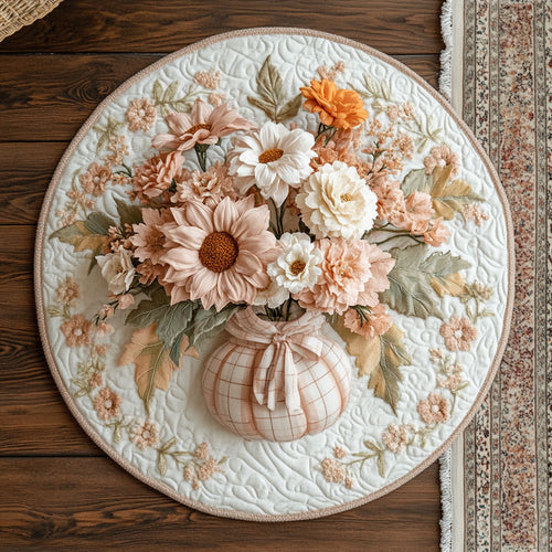 Rustic Glow Flower WN1408090CL Quilted Round Mat