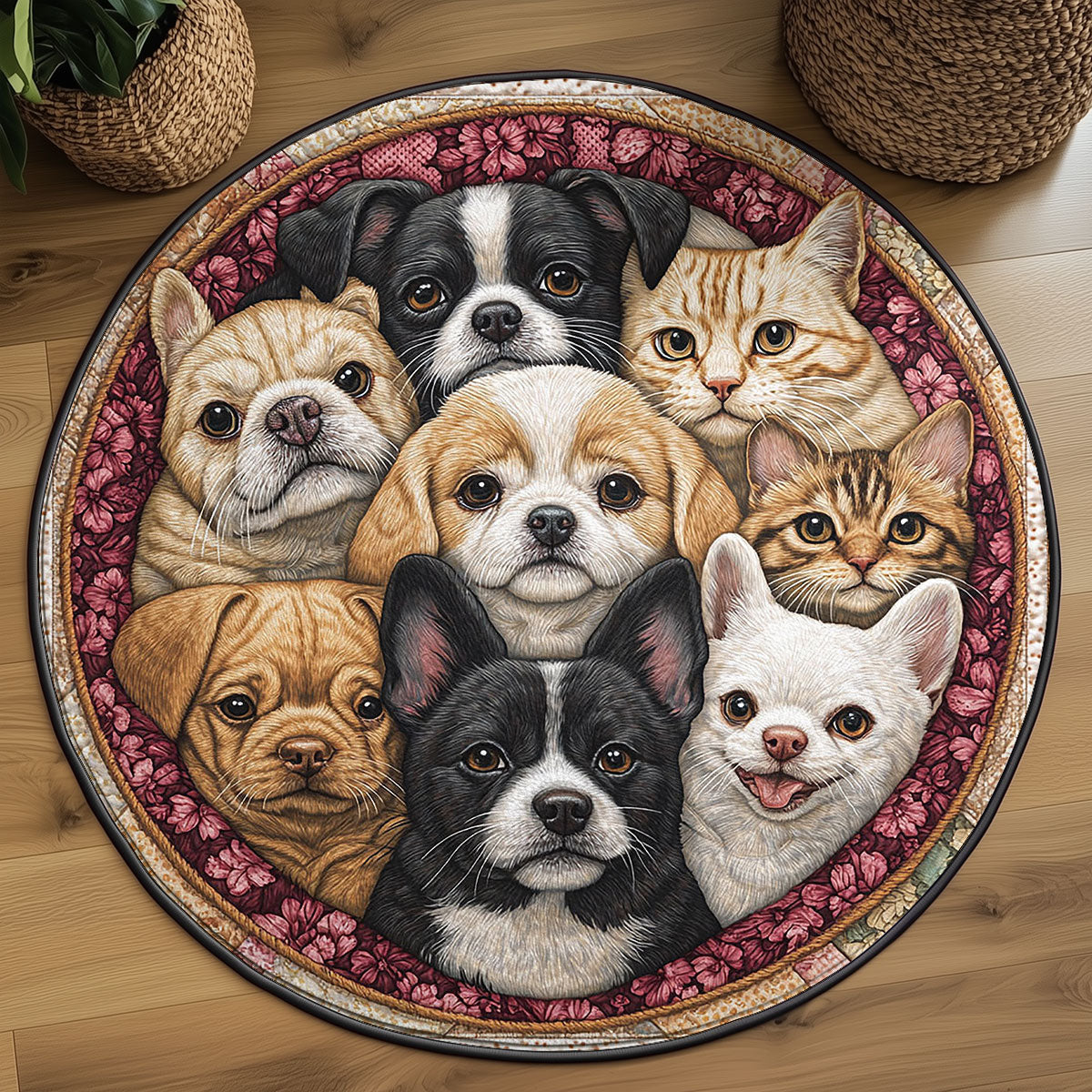 Furever Together WJ2406025CL Quilted Round Mat
