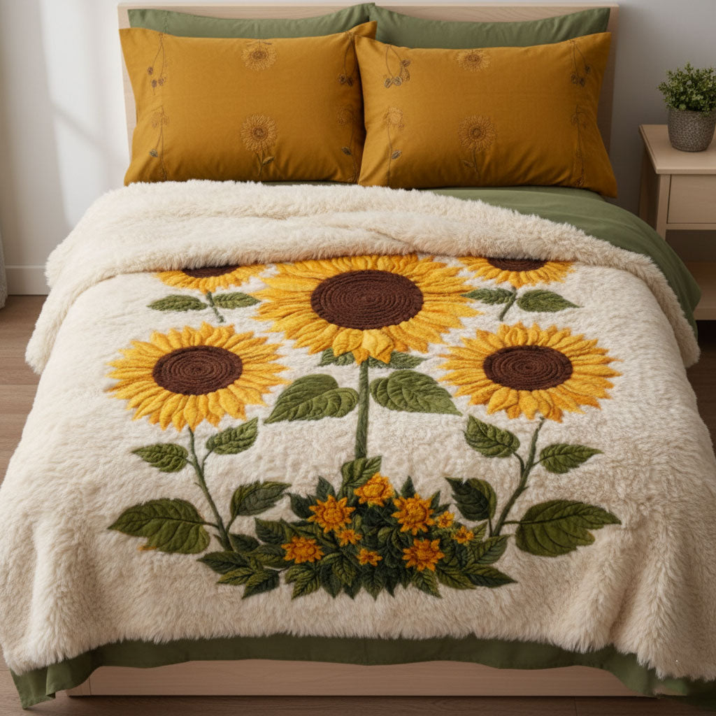 Golden Sunflower WJ2801004CL Faux Fur Throw Blanket