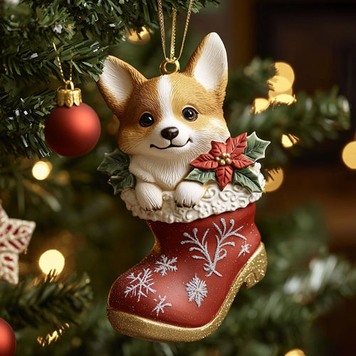 Winter Corgi Dream CW2310042CL Christmas Ornament