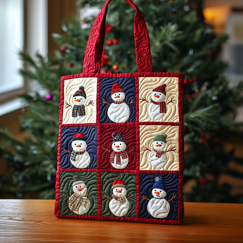 Snowman Friends QA0112029CL Quilted Tote Bag