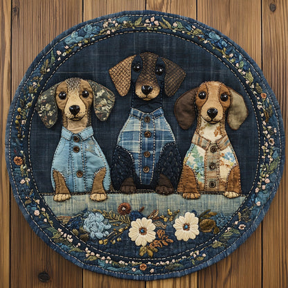Sweet Dachshund WN0207085CL Quilted Round Mat