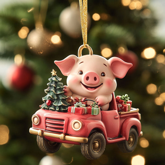 Gift Ride Pig WN2511018CL Christmas Ornament
