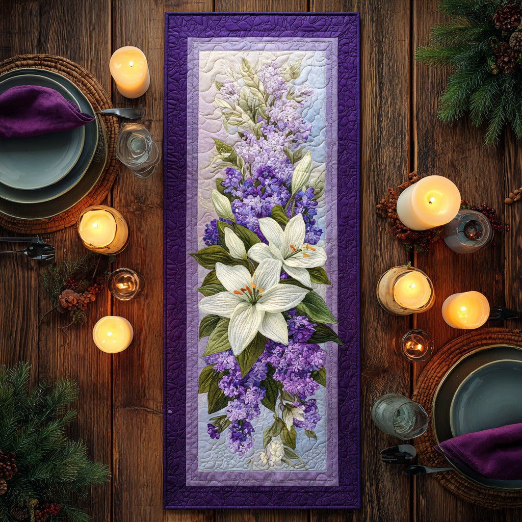 Bouquet Of Lilies And Lilacs XR2111021CL Quilted Table Runner