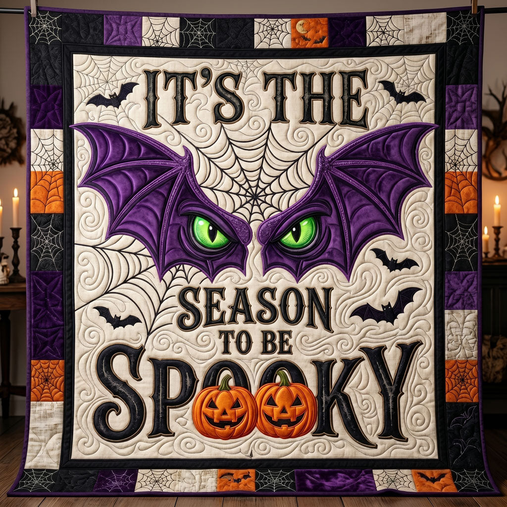 Purple Bat Eyes Halloween Patchwork WN1105025CL Quilt