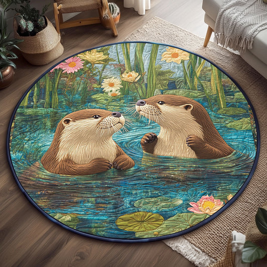 Cute Lake Otter WP2003077CL Quilted Round Mat