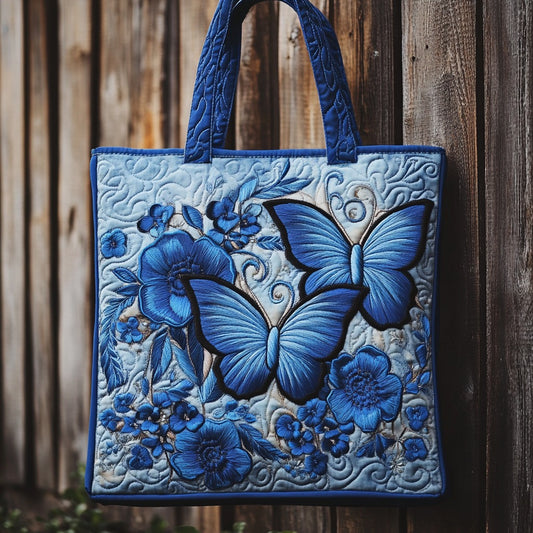 Blue Butterflies XR2511022CL Quilted Tote Bag