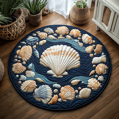 Ocean Seashell QA1712040CL Quilted Round Mat
