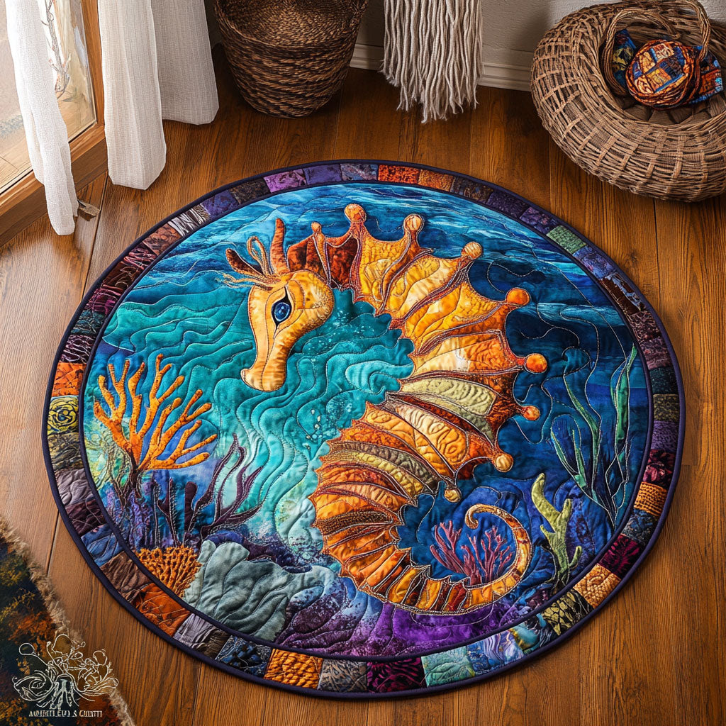Underwater Seahorse WJ0907046CL Quilted Round Mat