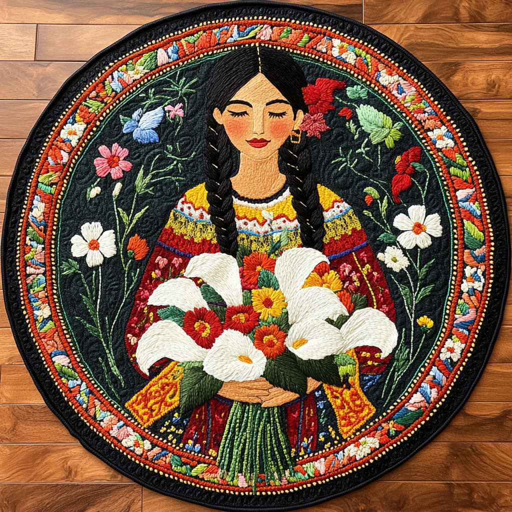 Floral Spirit Veil WN1706040CL Quilted Round Mat