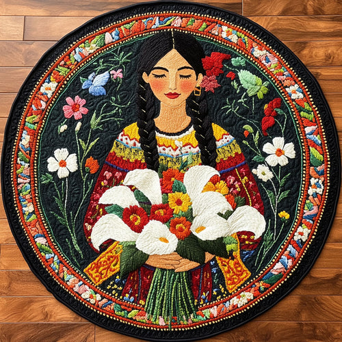 Floral Spirit Veil WN1706040CL Quilted Round Mat