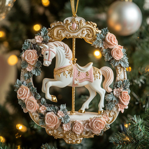 Flower Carousel Horse CW2611024CL Christmas Ornament