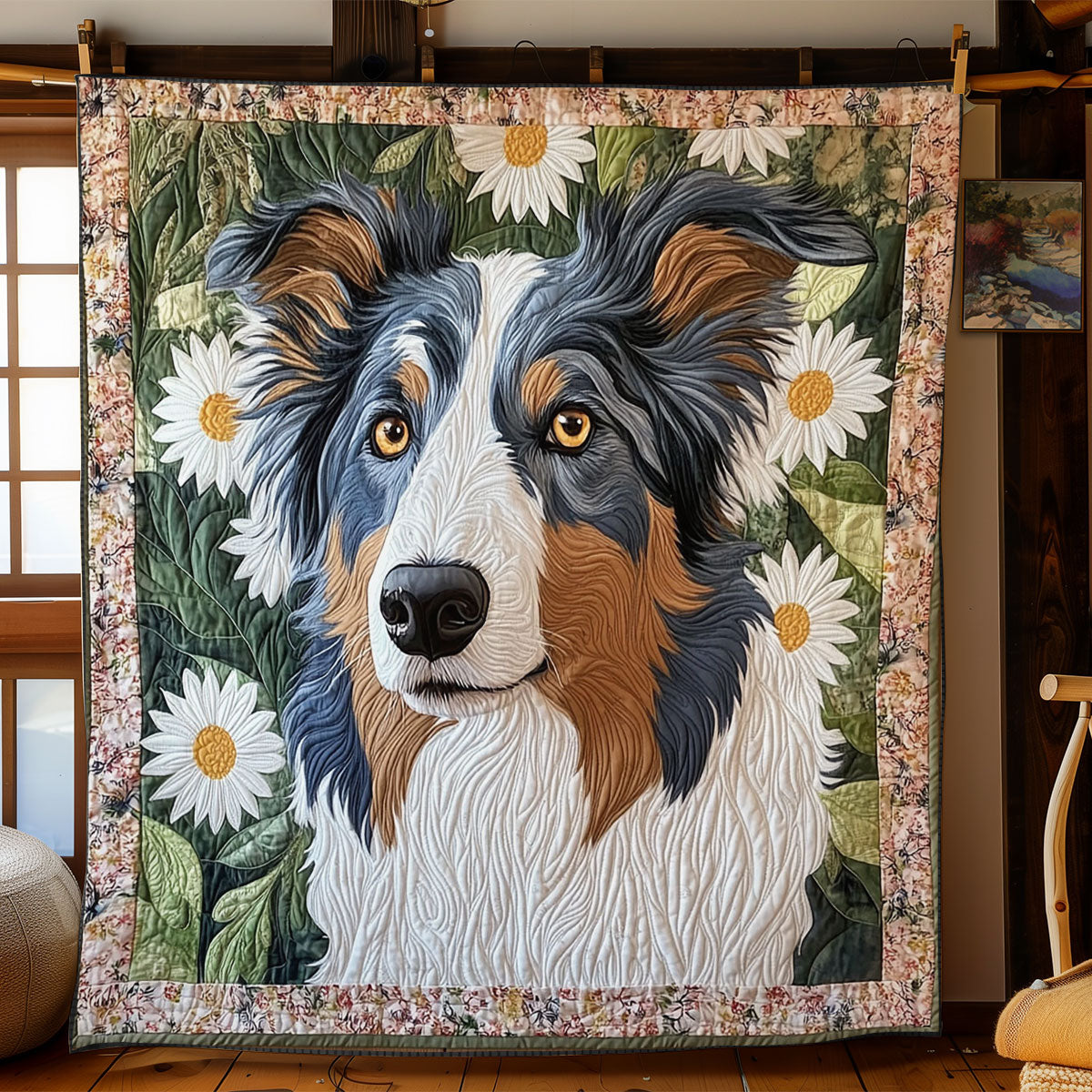 Floral Collie CP1401012CL Quilt