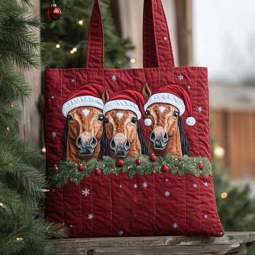 Cozy Horse Holiday WN1310007CL Quilted Tote Bag