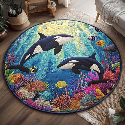 Swimming Orca WJ2105051CL Quilted Round Mat