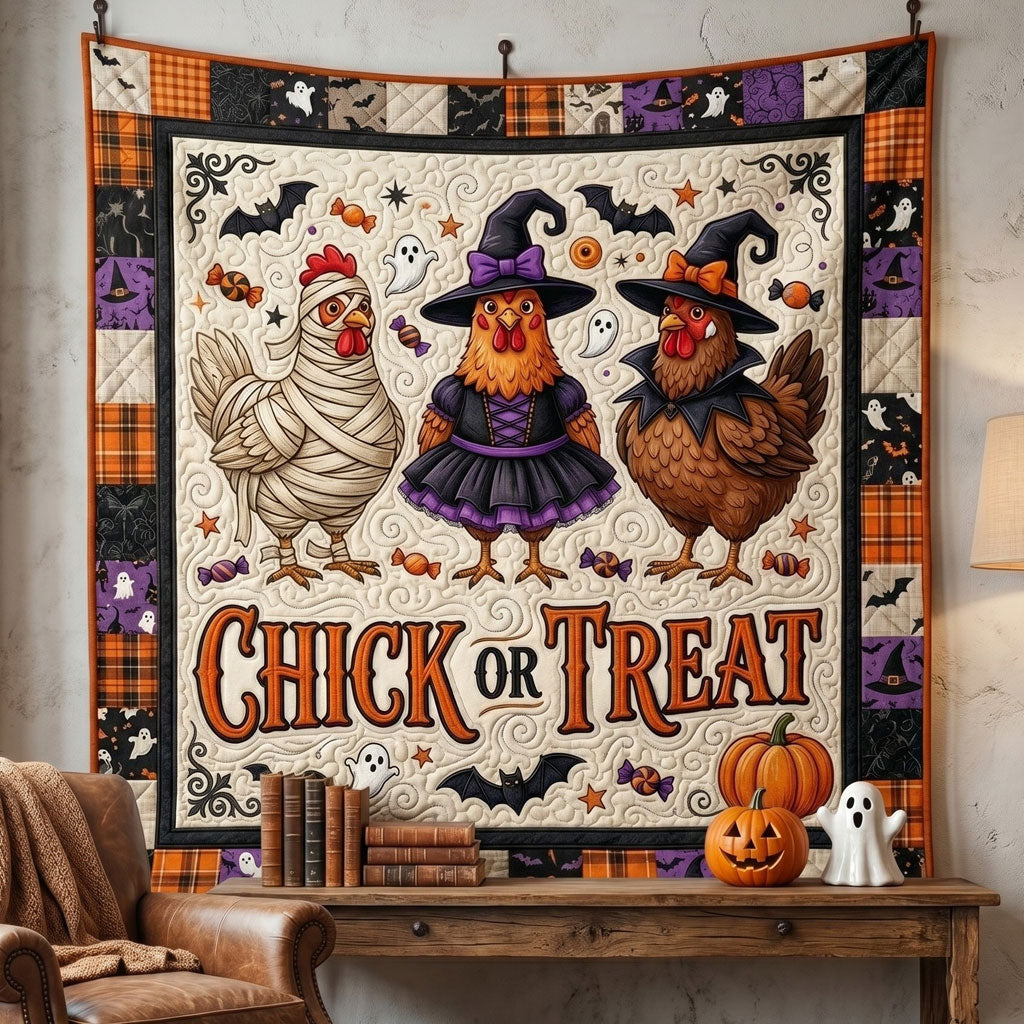 Funny Halloween Chickens Patchwork WN1105008CL Quilt