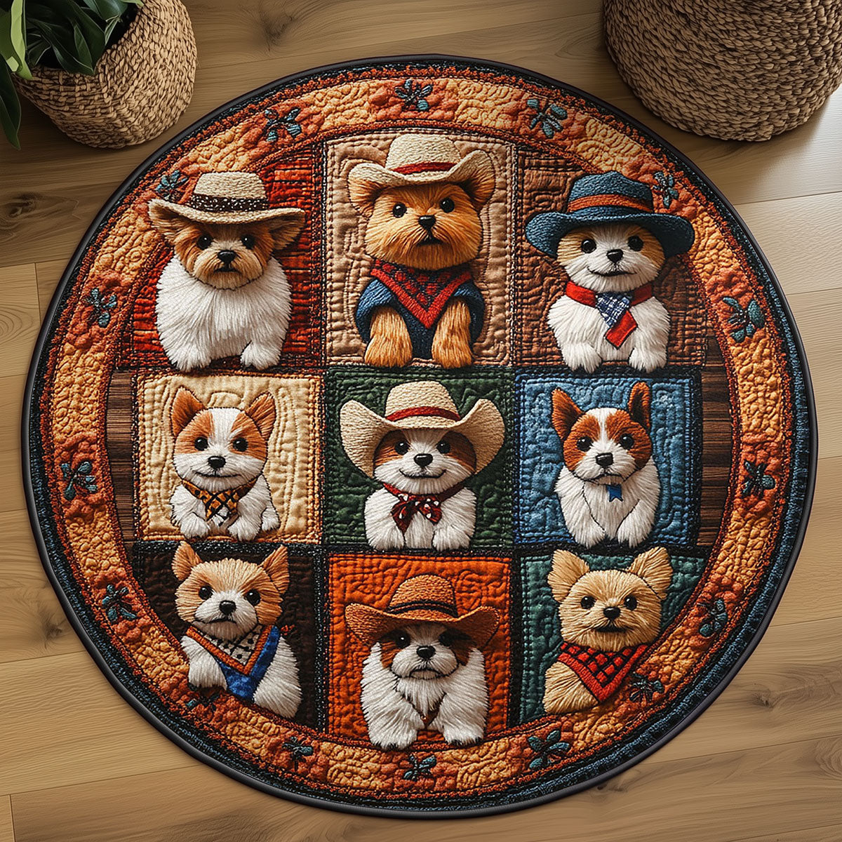 Howdy Dog WN0807060CL Quilted Round Mat