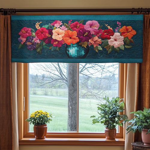 Hibiscus Vase Charm WN1906048CL Quilted Valance