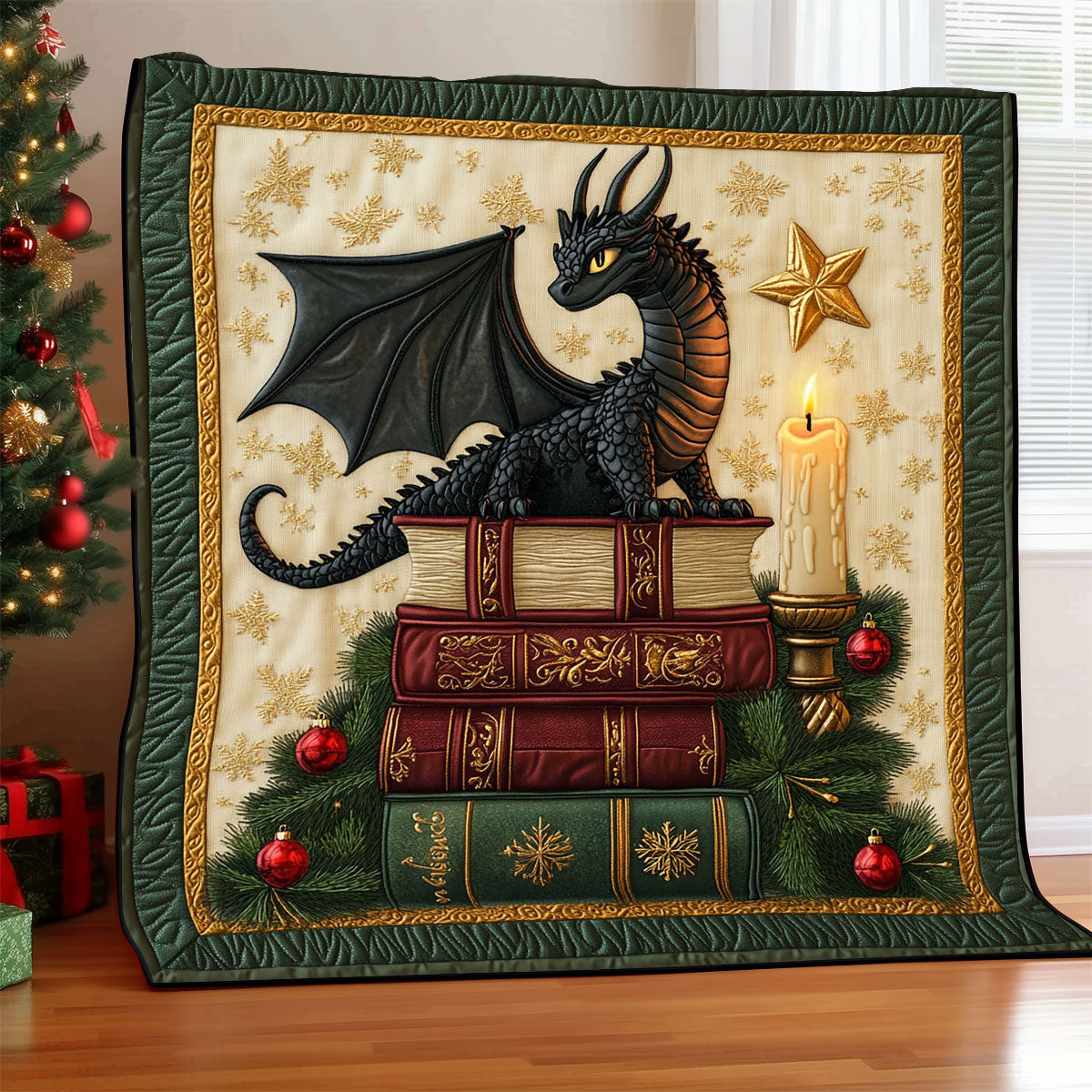 Christmas Dragon Flame CW1011039CL Quilt